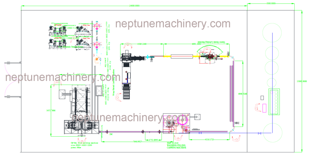 8000BPH BOTTLED WATER BOTTLING LINE LAYOUT